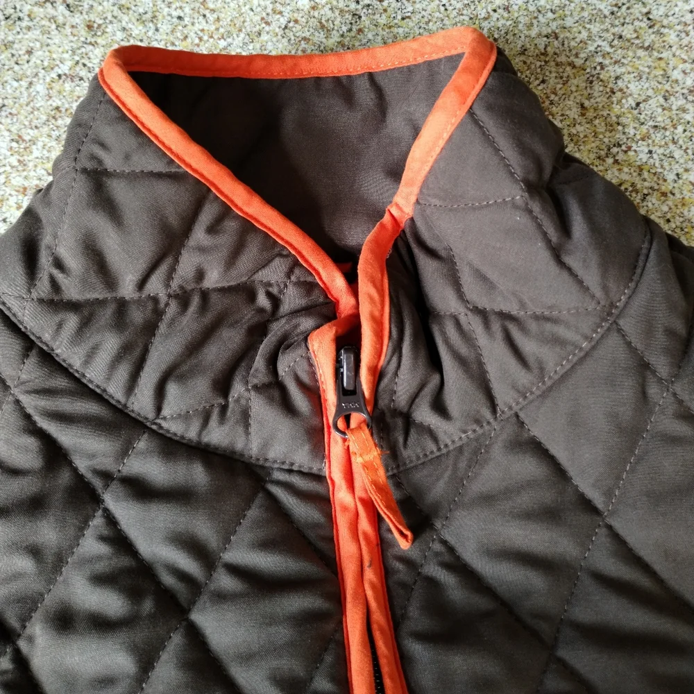 John Partridge chocolate Brown and Orange quilted full zip up comfy coat Jacket - Picture 11 of 16